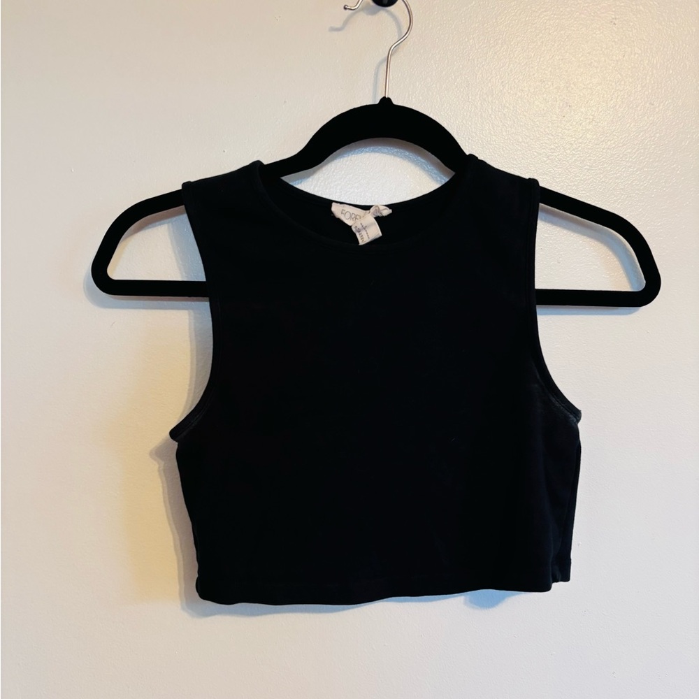Forever 21 black high neck tank crop top size small